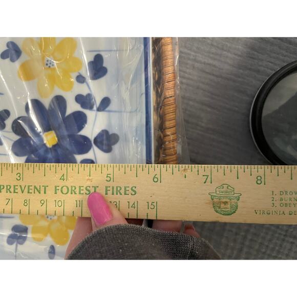 NEW Rectangular Le Jardine Ceramic Ovenware Blue Ceramic Dish w/Tray - Picture 3 of 4